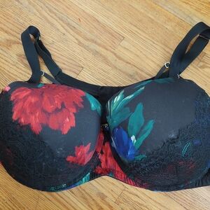 Cacique Floral Lace Bra - 48DD Like NEW!  Full Figure Boost Balconette ( Bag D)
